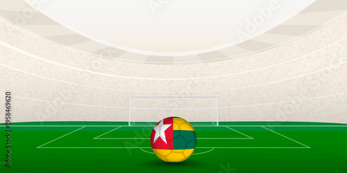 Togolese Football Stadium with National Flag Soccer Ball. 