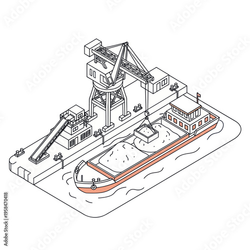 Industrial Bulk Cargo Ship Loading Terminal.