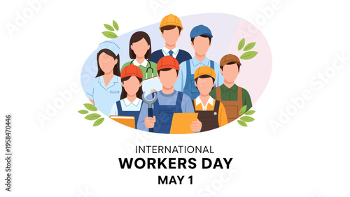 International Workers Day: A diverse group of workers is depicted in a visual celebration of International Workers' Day, highlighting the various professions and contributions of the workforce.