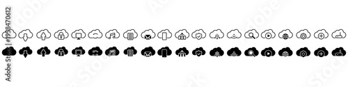 Cloud service vector icon set. Cloud storage Illustration sign collection. Database symbol. Cloud drive logo.