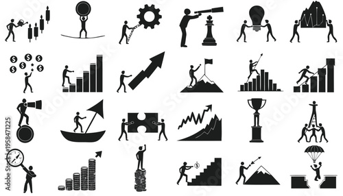 Simple vector set of black silhouette kitchen utensils and tools icons collection