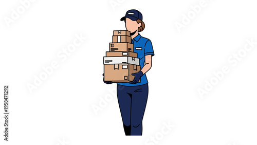 Delivering Services: A dedicated courier navigates the world with a stack of packages. The image portrays the efficiency and commitment of professionals in the fast-paced delivery service. 