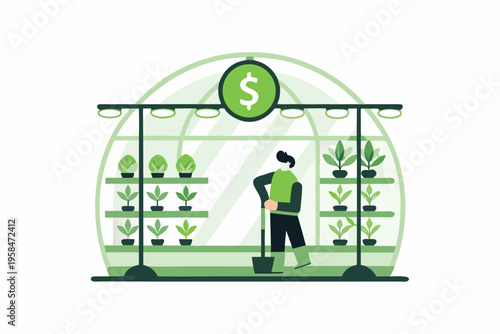 Cultivating financial growth a person tending plants in a greenhouse