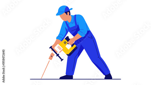 Construction worker at work: A construction worker, focused and determined, utilizes a nail gun with precision and skill, showcasing the dedication and effort that goes into the building process.