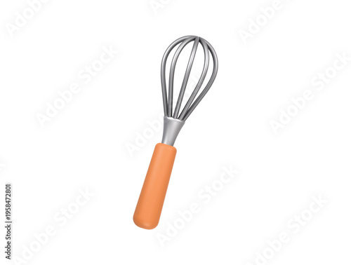 Kitchen whisk utensil icon 3D render illustration
