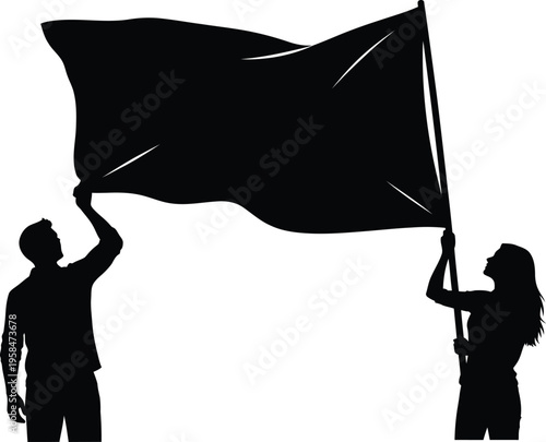 Independence day celebration silhouette with flag