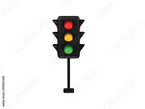 Traffic light signal icon 3D render illustration isolated