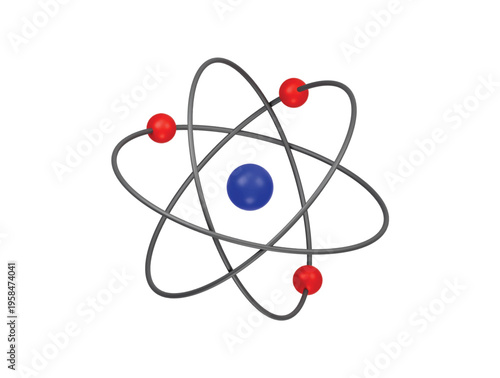 Atom science icon 3D render illustration