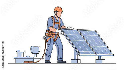 Solar Panel Installer: A dedicated professional meticulously installs a solar panel, showcasing the commitment to renewable energy and sustainable practices.