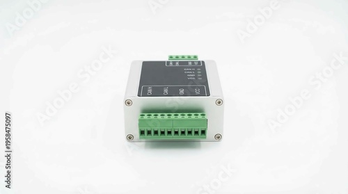 Compact electronic control module with green terminal blocks, studio isolated