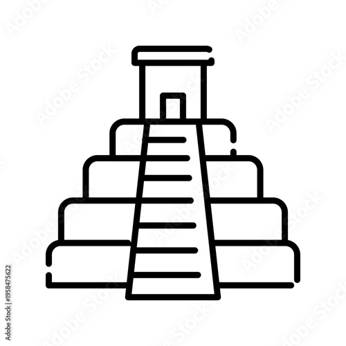 aztec pyramid color line icon.