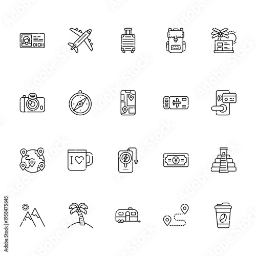 digital nomad line color line icon.