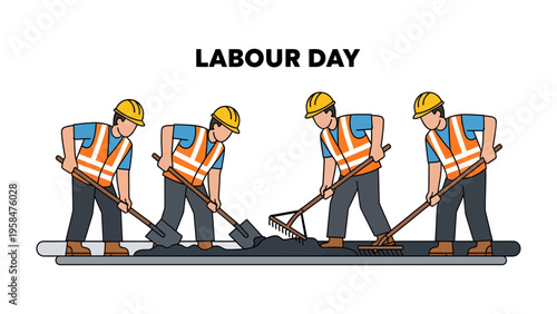 Labour Day: A construction crew works diligently on a road, a tribute to the dedicated workforce that builds and maintains our world. A visual celebration of labor, commitment.