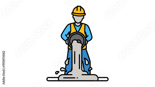 Construction Worker Pouring Material: A construction worker pours material, showcasing dedication and effort in the construction field.