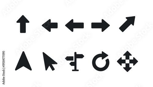 Collection of diverse directional and navigation icons on a clean white background