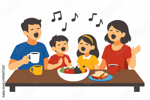 Passover Family Singing Traditional Songs Around the Table