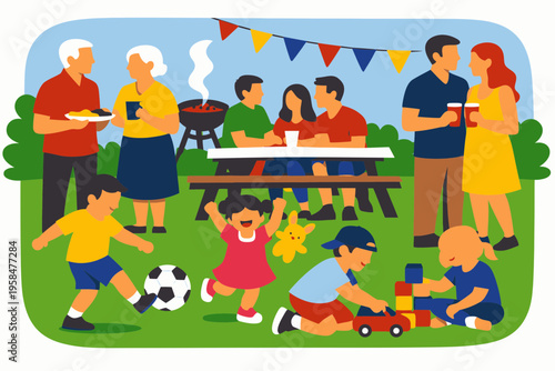 Passover Family Gathering with Children Playing