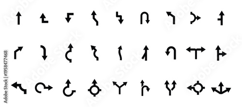 Road direction arrow icon set traffic navigation symbols vector