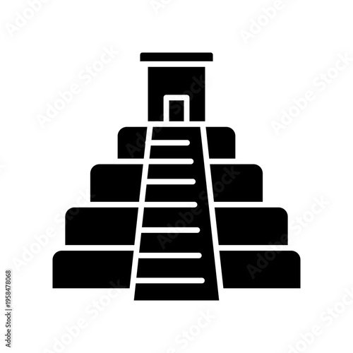 aztec pyramid color line icon.