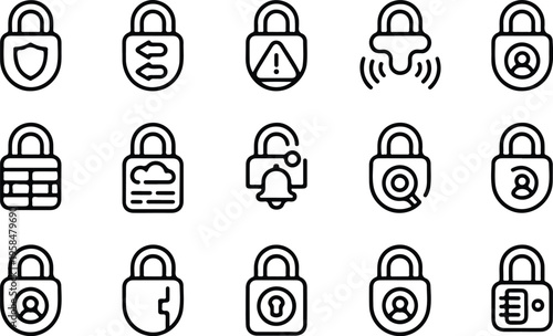 Smart Lock Collection Silhouette Icon Set