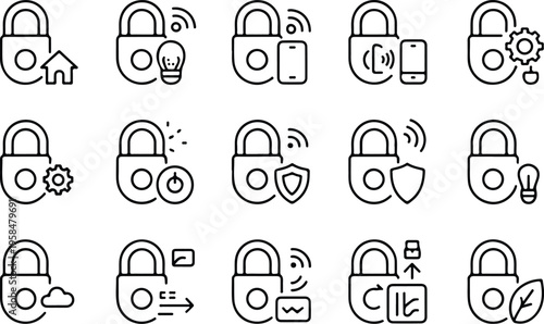 Smart Lock Collection Silhouette Icon Set