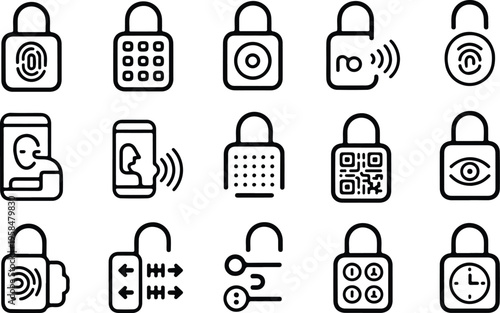 Smart Lock Collection Silhouette Icon Set