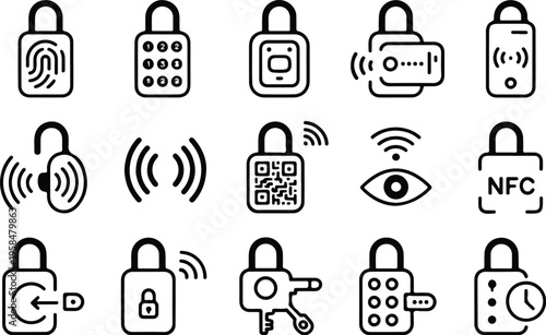 Smart Lock Collection Silhouette Icon Set