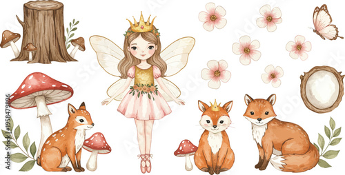 Cute vector illustration set of a happy cartoon family with a smiling woman, baby, and child character icons celebrating love and childhood fun