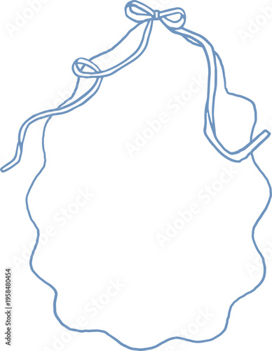 Whimsical Easter egg shaped frame hand drawn line art illustration. Doodle spring blue coquette border sketch graphic. Funny quirky frame overlay, vector design. Transparent background, isolated