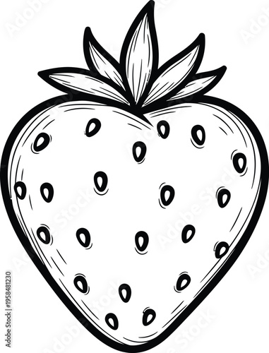 Detailed hand-drawn strawberry sketch illustration, perfect as a versatile vector graphic for food, healthy eating, and sweet dessert themes