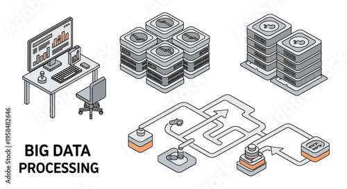 Big data processing technology concept.