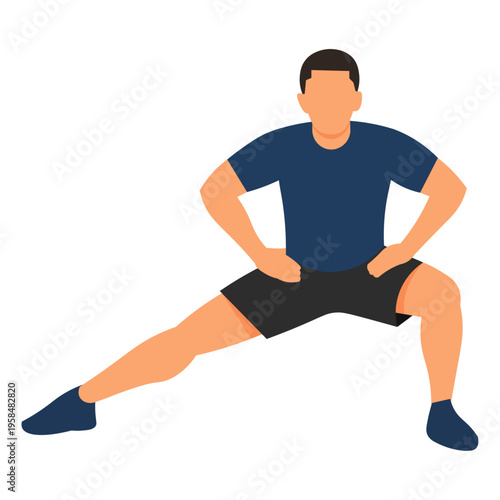 Man Lunge Warm Up Exercise Fitness Training Vector Illustration
