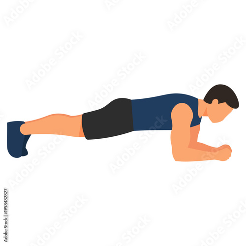 Man Plank Core Exercise Fitness Training Vector Illustration