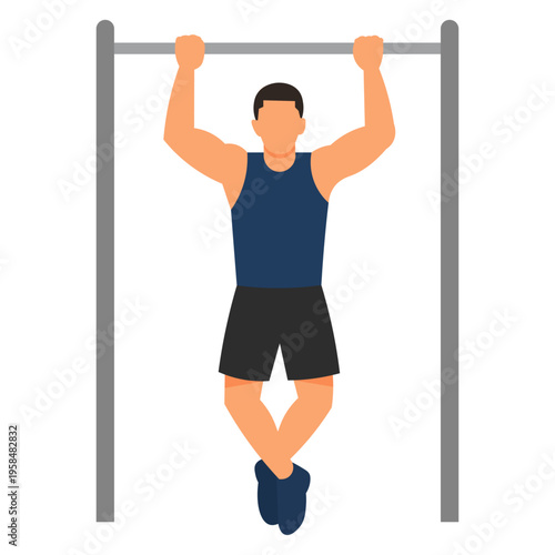 Man Pull Up Exercise Bodyweight Training Vector Illustration
