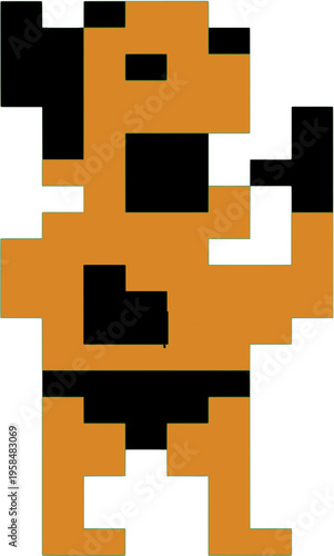 8-bit sumo wrestler pixel art character, retro Japanese fighter icon