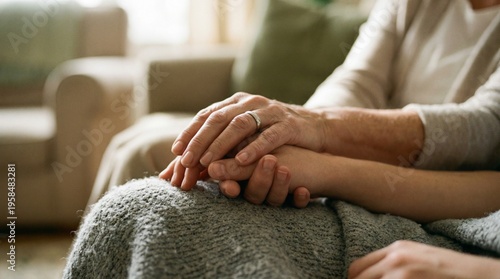 Photography Two generations of hands holding each other, symbolizing care and support, demonstrating connection, comfort, and love between family members sharing a tender moment