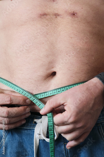 close-up of a fat man's belly