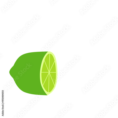 whole half lime slice vector set. flat collection of lime element. Illustration of lime slice
