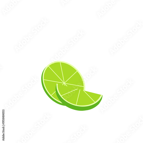 whole half lime slice vector set. flat collection of lime element. Illustration of lime slice