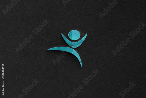 Modern Abstract Human Figure Logo on Dark Textured Background