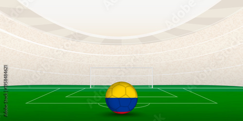Colombian Football Stadium with National Flag Soccer Ball. 