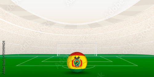 Bolivian Football Stadium with National Flag Soccer Ball. 