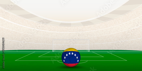 Venezuelan Football Stadium with National Flag Soccer Ball. 