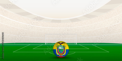 Ecuadorian Football Stadium with National Flag Soccer Ball. 