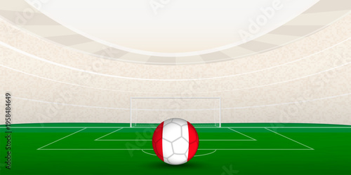 Peruvian Football Stadium with National Flag Soccer Ball. 