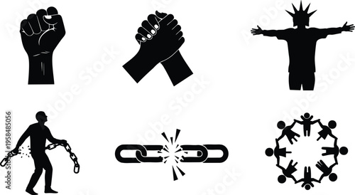 Cuadro en lienzo Symbolic representations of strength unity and freedom vector illustration