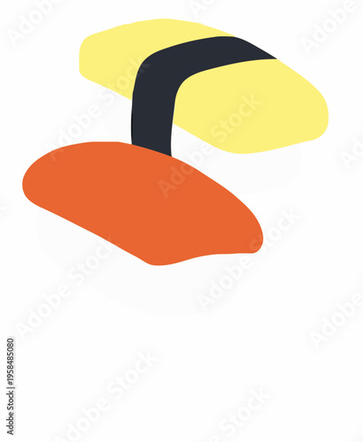 Sushi set icon, nigiri sushi illustration, Japanese food flat design