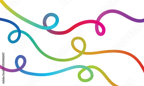 Vibrant colorful swirling lines on white background