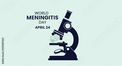 Microscope examining brain cell for World Meningitis Day awareness, isolated on transparent background