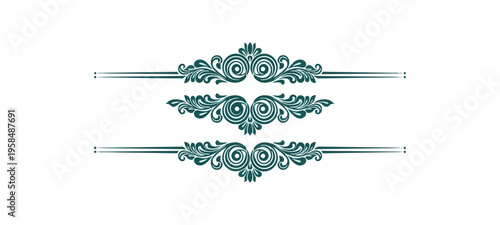 Decorative ornamental design elements on black background